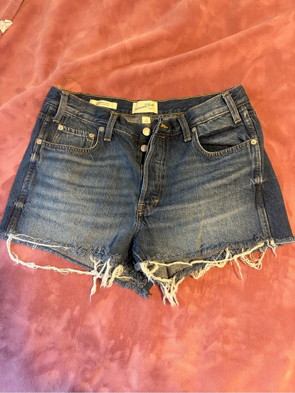 Universal Thread Raw Hem High-Rise Denim Shorts - Blue